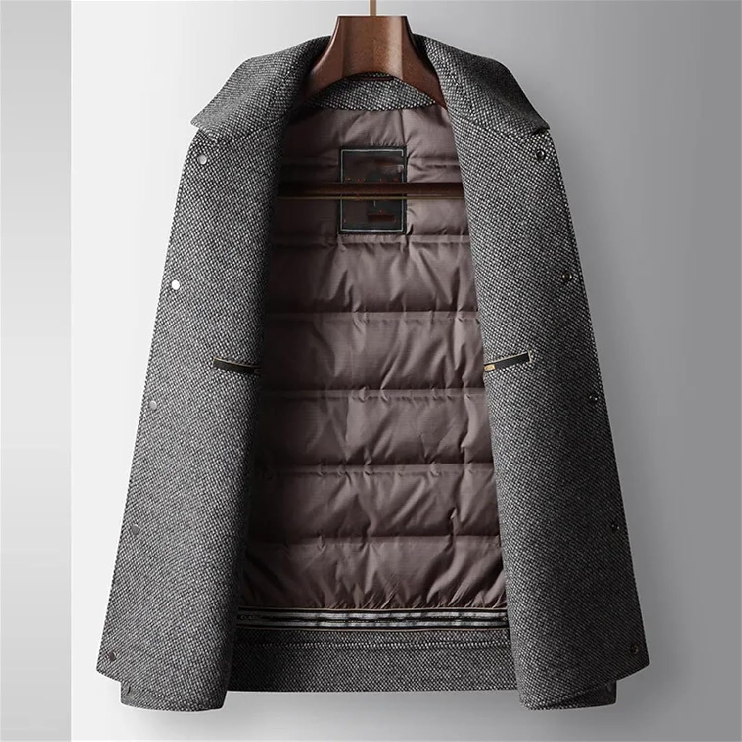 Mens Wool Lapel collar Jacket Casual Outerwear Soft Warm Fabric Winter Classic Minimalist Fashion Coat