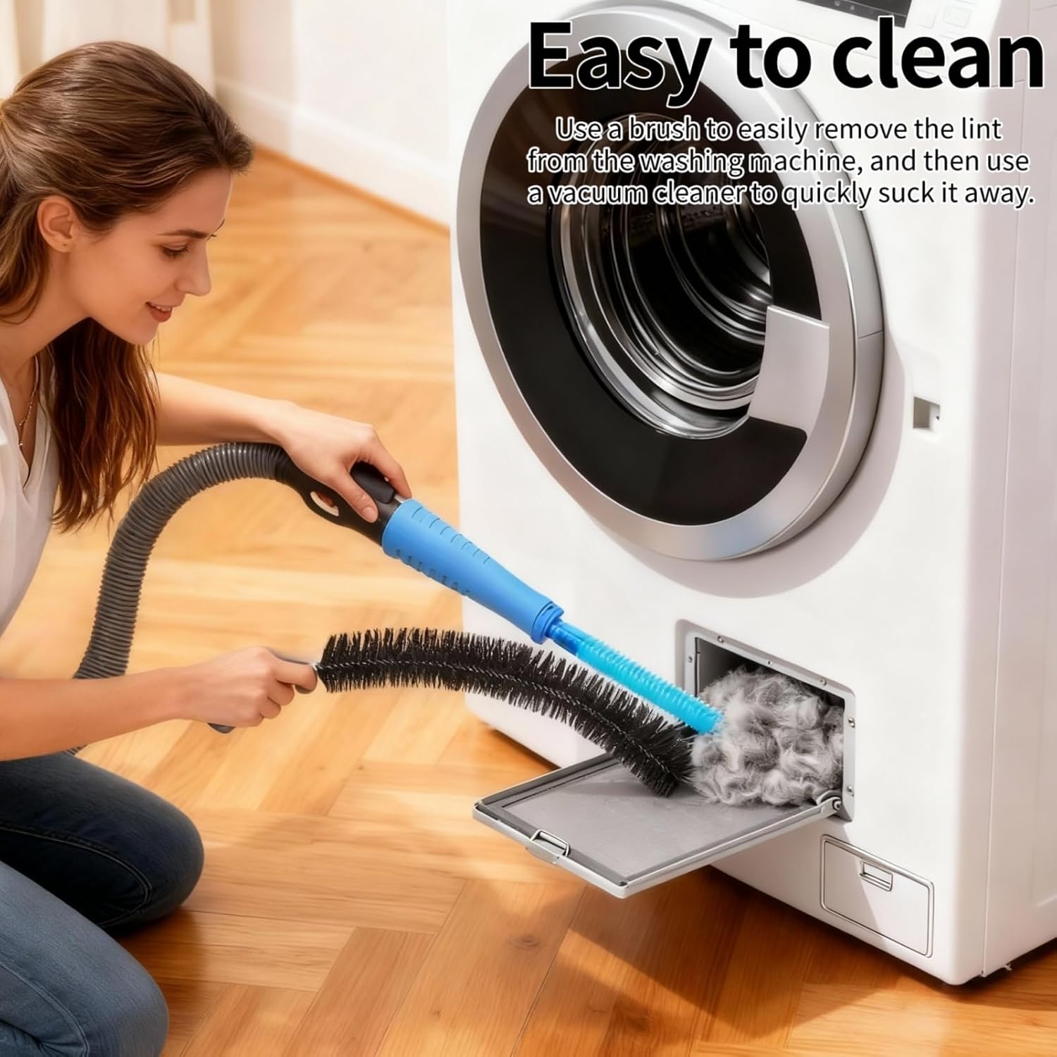 Universal Dryer Vent Cleaner Kit Compatible with All Vacuum Cleaner Include Vacuum Hose Attachment Accessories Brush Lint Brush,Dryer Vent Vacuum Hose (Dark Blue)