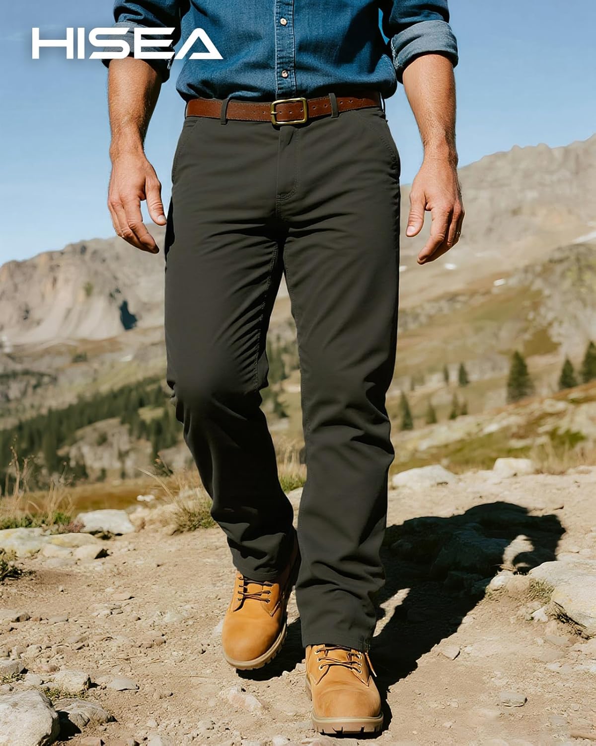 HISEA Flex Work Pants for Men Construction, Mens Stretch Canvas Utility Pants with 7 Pockets - Image 6