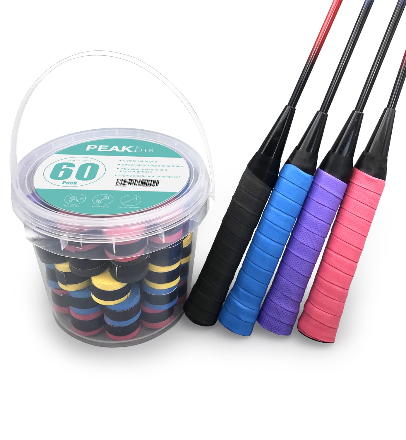 Tenni Grip Tape 60 Pack,Suitable for Badminton Grip Tape,Pickleball Overgrip,Fishing Rod Grip Tape Other Types of Hand-held Grip