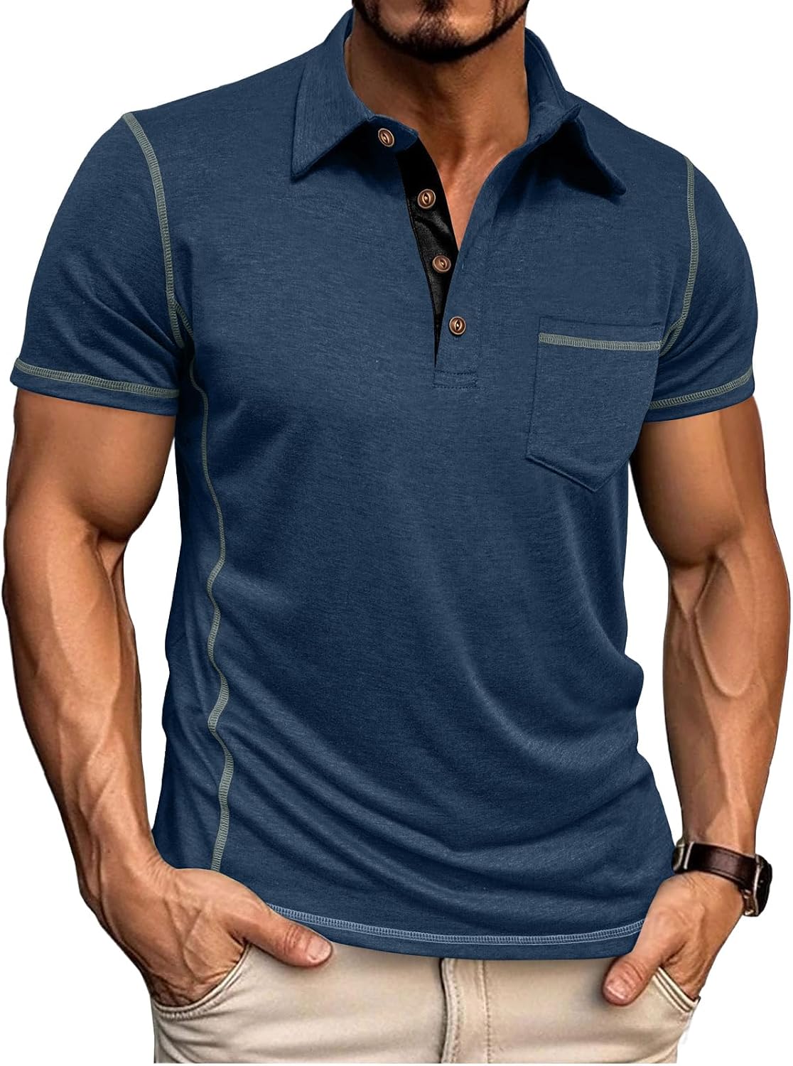 Ymosrh Men's Polo Shirts Short Sleeve Summer Casual Active Golf Tennis Collar Shirts, S-3XL