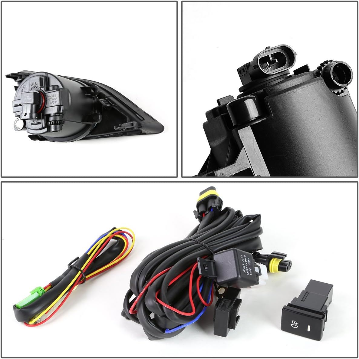 Auto Dynasty Fog Lights Assembly Compatible with 2009-2010 Corolla 4DR Sedan Front Bumper Driving Fog Lamps with Switch and Bezel, Driver and Passenger Side, Smoked Lens