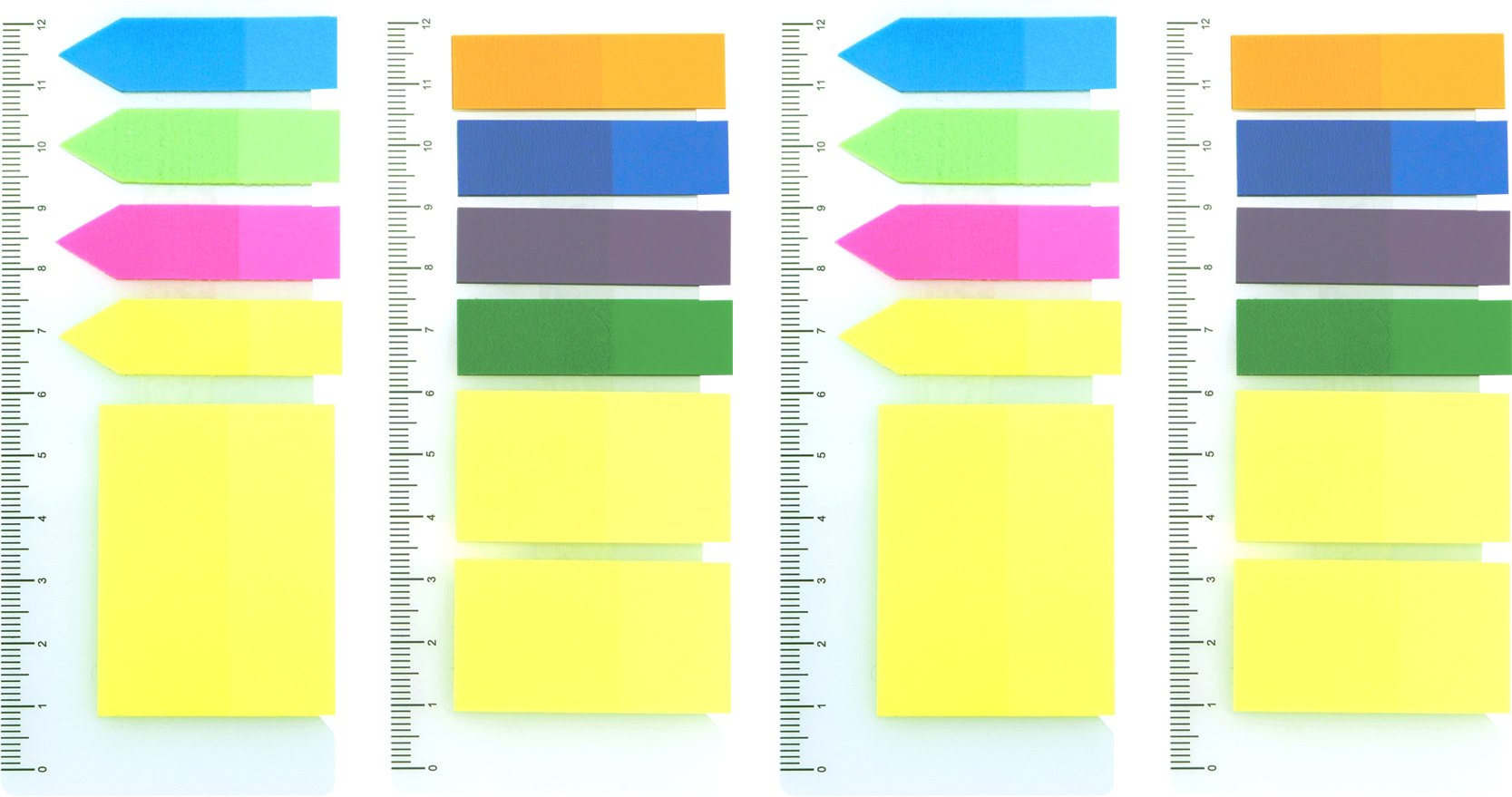 4A Sticky Notes Flags with PP Rule,Neon Color Page Marker Fluorescent Color Index Label,Transparent Tabs Flags Stickers,Text Highlighter Strips