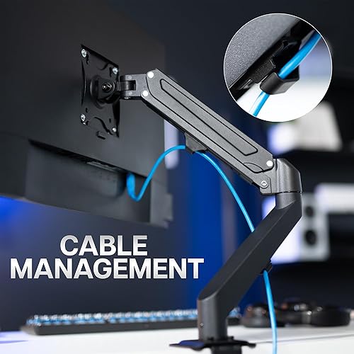 Vista 9 de VIVO - Brazo de resorte neumático articulado negro, con abrazadera para soporte de escritorio Se adapta a pantallas de monitor de 17 a 27" con Max