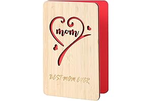 Wooden Mother's Day Card, Best Mom Ever Bamboo Birthday Gifts for Mom