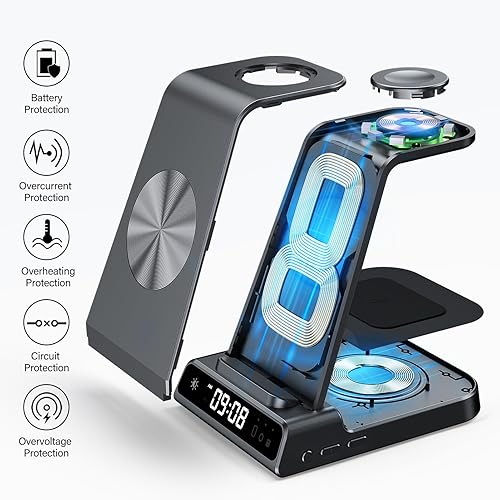 Wireless Charger for Samsung, 3 in 1 Wireless Charging Station for Galaxy S25 Ultra/S24/S23/Z Flip 7/Fold 6, Stand for Samsung Galaxy Watch 8/8 Classic/Ultra/7/6/5, Phone Charger for Galaxy Buds 3/Pro - 6