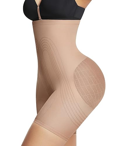 FeelinGirl Butt Lifting Shapewear Body Shaper for Women Tummy Control Shorts High Waist - X-Large-XX-Large - Beige