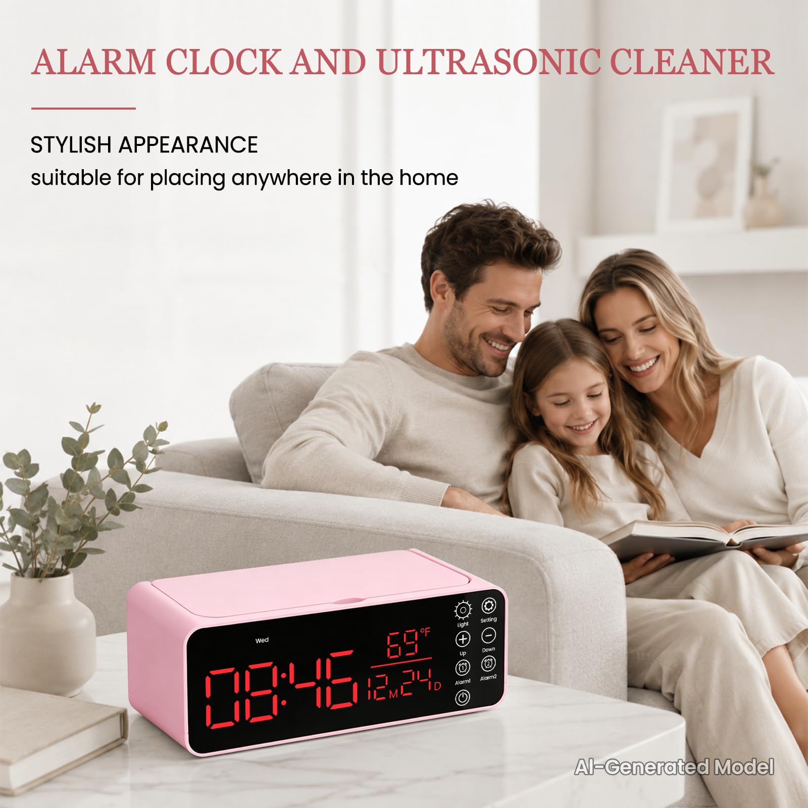 Dispositivo di pulizia a ultrasuoni, 48 kHz, 500 ml, dispositivo a ultrasuoni con sveglia, pulitore a ultrasuoni con display LCD, per apparecchi dentali, occhiali, anelli, orologi, incluso panno per