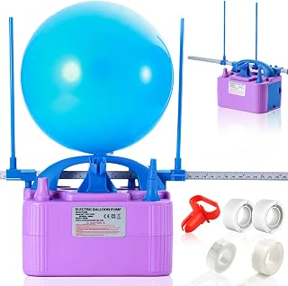 Electric Balloon Inflator Dual Nozzles with Balloon Sizer Air Pump US Standard Plug for Arch, Column Stand, Birthday, Wedding, Christmas, Graduation Party, and Party Decorations