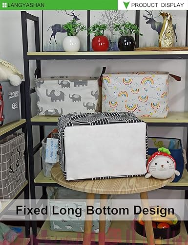 Miniatura 7 de Langyashan - Cesta de tela rectangular con asas para almacenamiento y organización del hogar, la cocina, juguetes de los niños, la oficina, el