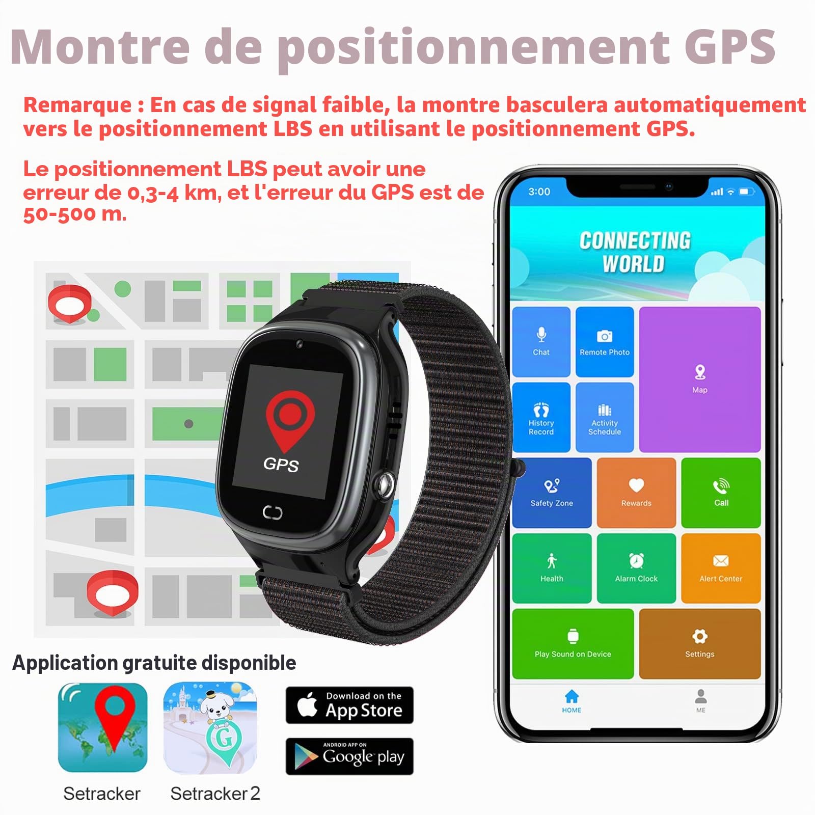 PTHTECHUS Enfants Smartwatch - GPS Position Tracker Enfant SOS Aide Montres Appareil Photo Numérique Mobile Téléphone Mobile Montre Cadeau Enfants pour Filles Garçons