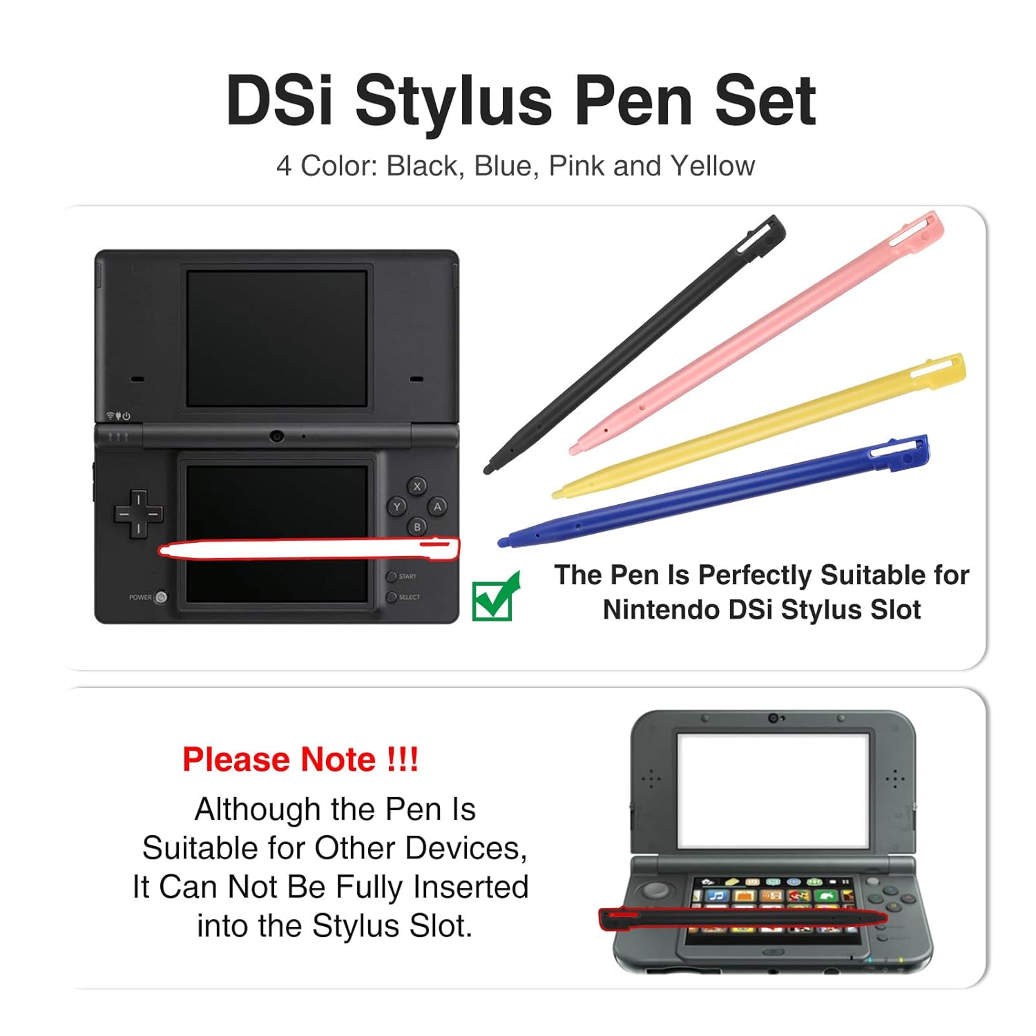 2 Pcs DSi Charger and Stylus Pen Set, Compatible with Nintendo DSi/3DS/2DS XL, 100-240V AC Adapter with 45.2in Long Cable, 4 Replacement Stylus, Safe Fast Charging, Auto Voltage Adjustment (2) 6 71vc0DFkqYL. SL1500