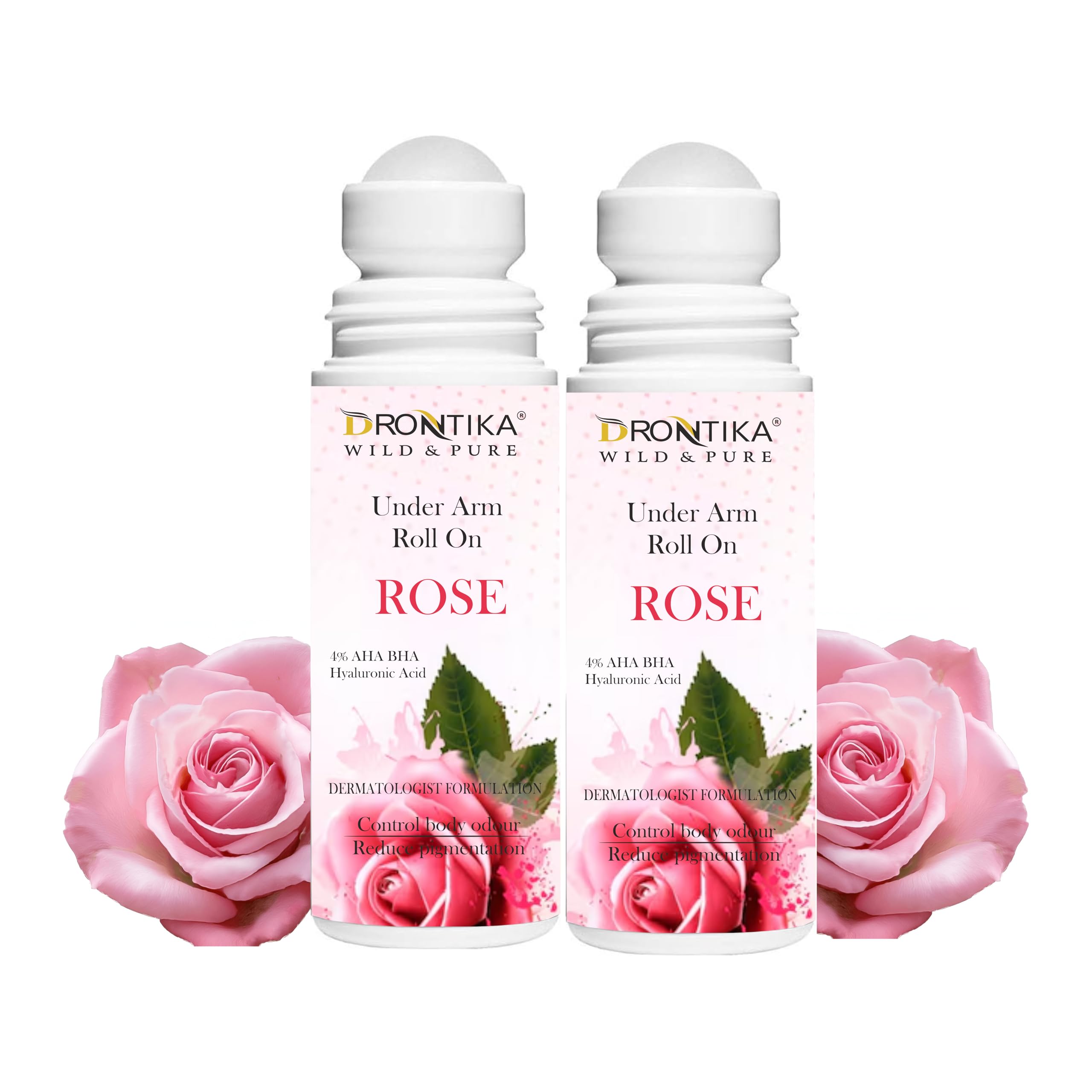 Rose Roll-On Deodorant with AHA & BHA – Pack of 2 | Alcohol-Free, Skin Brightening & Odor Control | Gentle Daily Underarm Care (50ml Each)-image-46