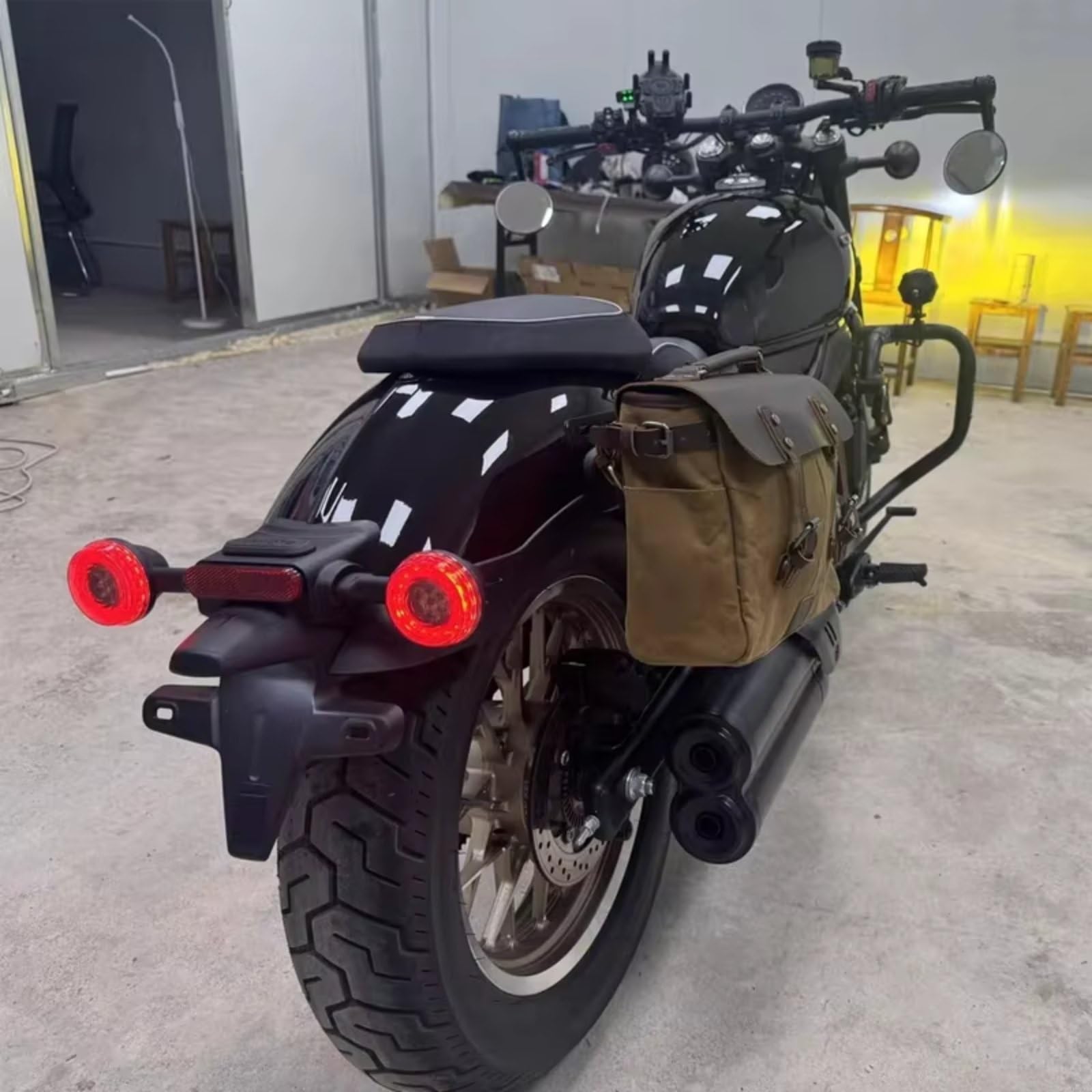 Compatibile Con CRF Per 125 250 CR XR Borsa A Tracolla Design Per Moto Accessori Per Spalla Crazy Horse In Tela Cerata Impermeabile Sacche Moto(Khaki)