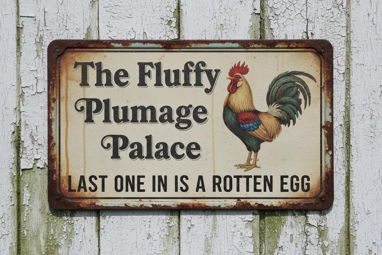 Vintage Metal Tin Signs Rustic Wall Decor Chicken Coop Signs Fluffy Hut Last One In Is A Rotten Egg Wall Poster Plaque For Home Kitchen 8x12 Inches Aluminum Plates Printed