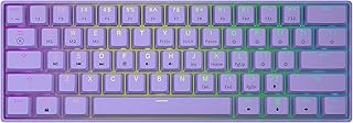 GK61 Mechanical Gaming Keyboard - 61 Keys Multi Color RGB Illuminated LED Backlit Wired Programmable for PC/Mac Gamer (Gateron Optical Brown, Lavender)