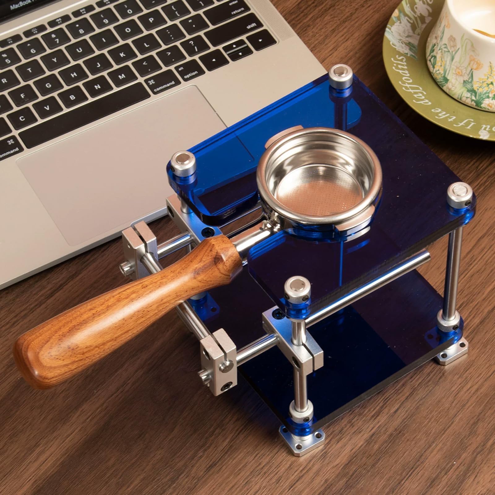 YNIYUJKL Espresso Tamper Station, 58Mm Portafilter Holder, Adjustable Height, Acrylic Coffee Accessory For Espresso Machines At Home Or Cafe,Blue