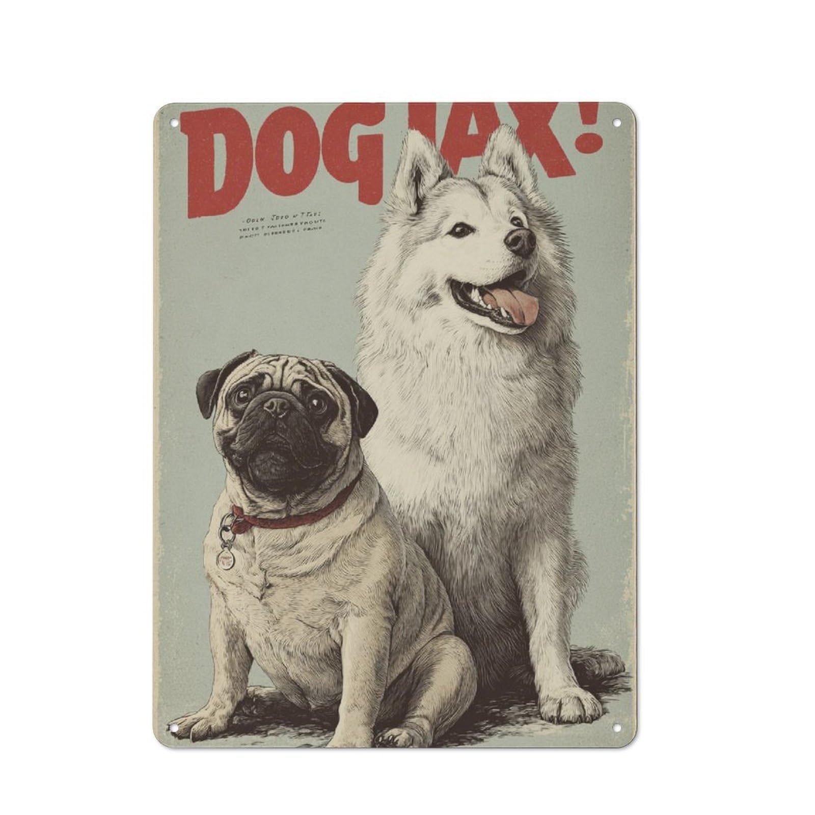 Junmoney Doggie Tax Alert! Vintage Bistro Metal Sign 40X30cm, Bistro Wall Plaque For Takeaway, Bar, Kitchen Or Counter Area