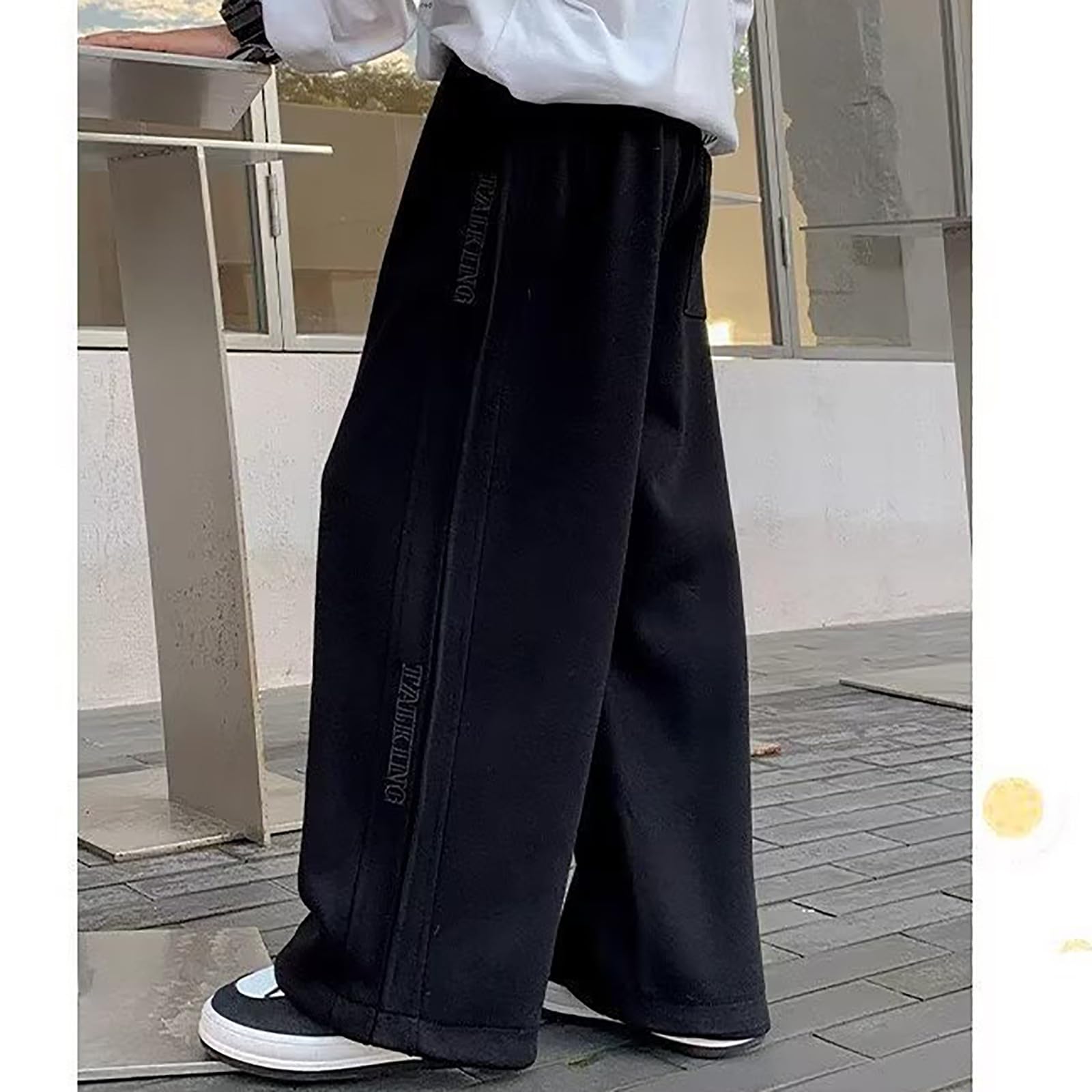 Baggy Jogginghose Jungen Kinder Baggy Jogger Jungs Hose Weites Bein Freizeithose Baumwolle Lange Trainingshosen Jungen Elastische Taille Lässige Hosen mit Taschen 5-16 Jahre