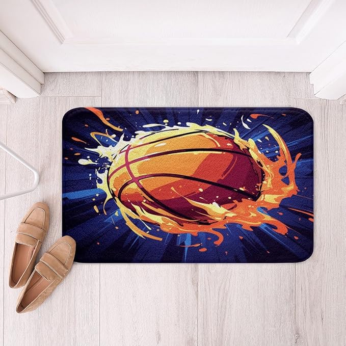 Feelyou Basketball Kids Bath Mats for Bathroom Gaming Sports Bathroom Rugs for Boys Children Teens Ball Games Decor Bathroom Accessories Gift for Basketball Lover Doormats Floor Mat 20