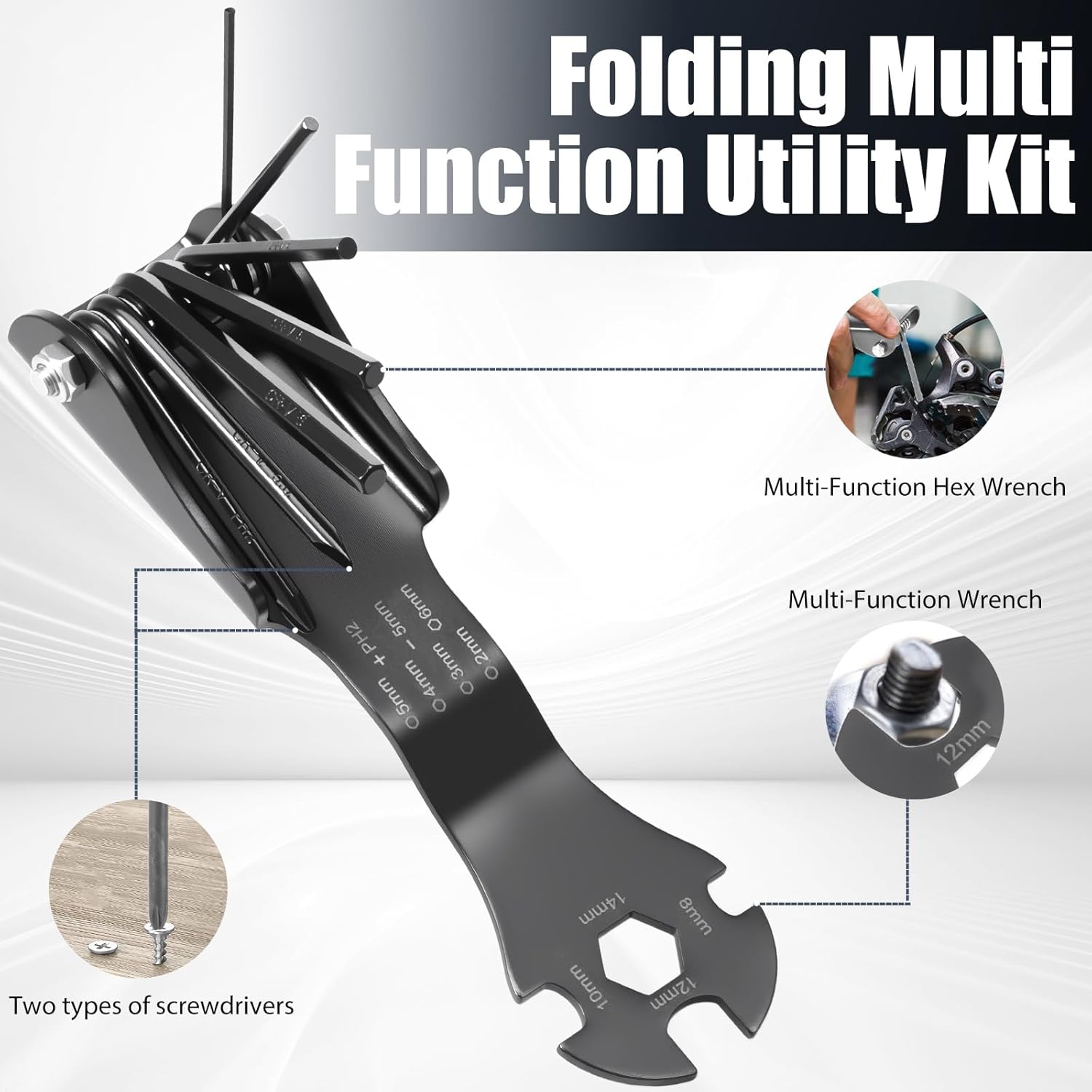 Folding Tool Set, Multifunctional Foldable Screwdriver Tool with Screwdrivers and Wrenches, Portable Screwdriver Set Including Allen Wrenches for Household Repair Disassebly Assembly