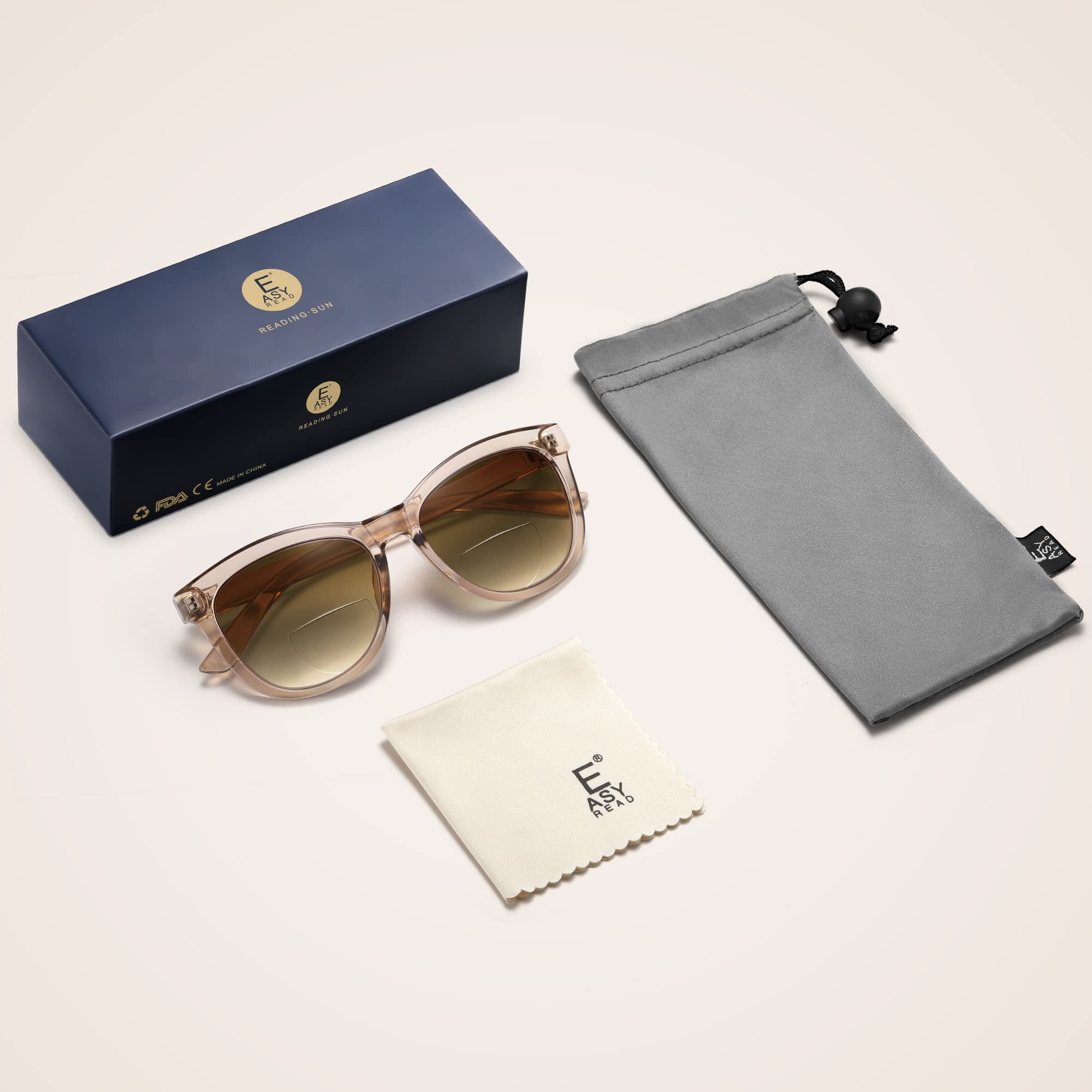 EASY READ Bifocal Reading Sunglasses for Women,Fashion Sun Readers UV400 Protection (Brown, 2.75, multiplier_x)