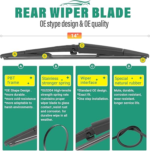 Vista 166 de 26" 20" 16" Windshield Wiper Blades Replacement for Dodge Grand Caravan 2008-2020 / Chrysler Town & Country 2008-2016 Premium All Weather Front Rear