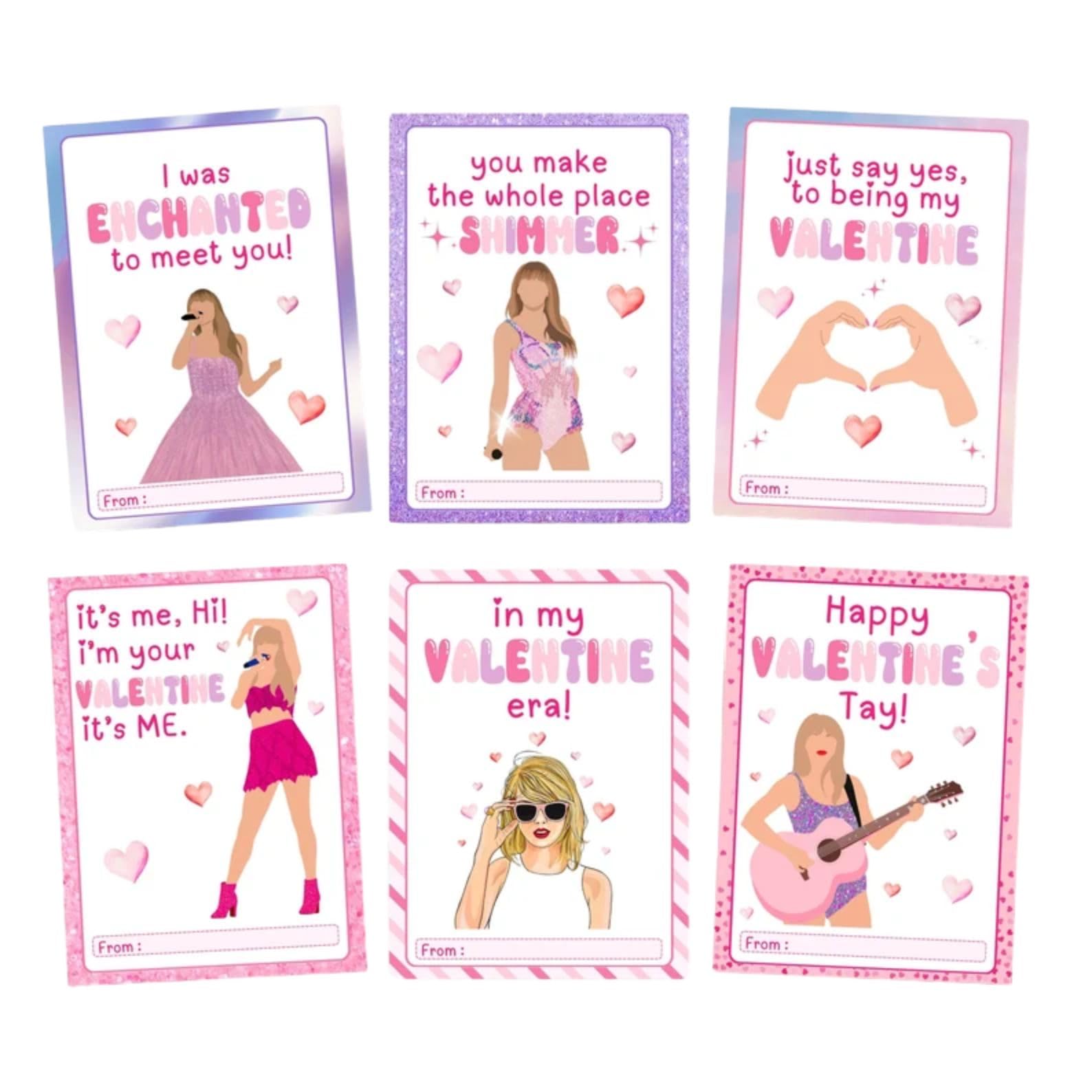 CJ&M 12 Pcs My Valentine Era, Taylor Valentine Cards, Taylor Valentine's Day, Kids Classroom Valentine's Cards,Kids Valentine's Cards, Valentine's Day Gift Tags, Class Valentine's Day Cards