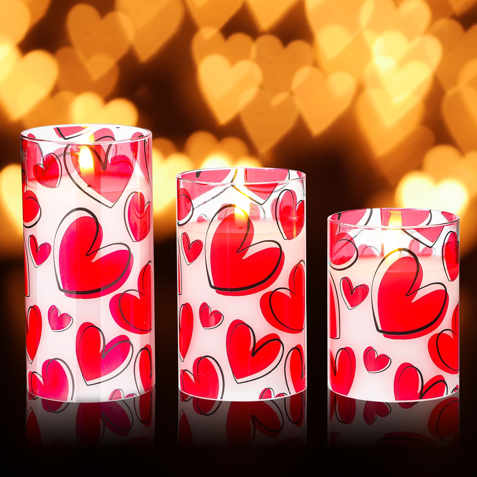 VIHOSE Valentine LED Flameless Candles Romantic Heart Battery Operated Pillar Candles for Romantic Night Valentines Gifts Proposal Anniversary Festival Gift Decor(Heart)