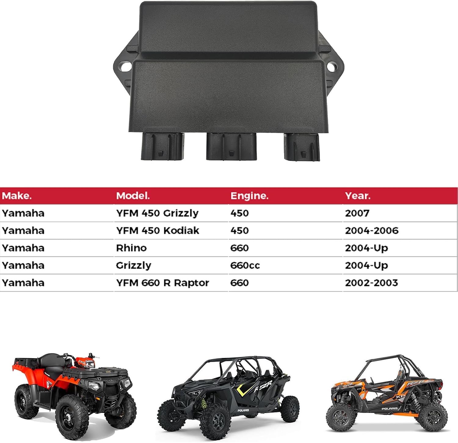 Ignition Module Igniter CDI Box Fit for Yamaha YFM 450 YFM450 Grizzly Kodiak 2004-2007, Replace 5ND-85540-10-00, 1 Pack