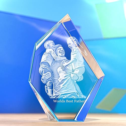 Crystal Clear Memories Foto de cristal 3D, regalos de Navidad personalizados con tu propia foto para mamá, papá, hombres, mujeres, imagen grabada