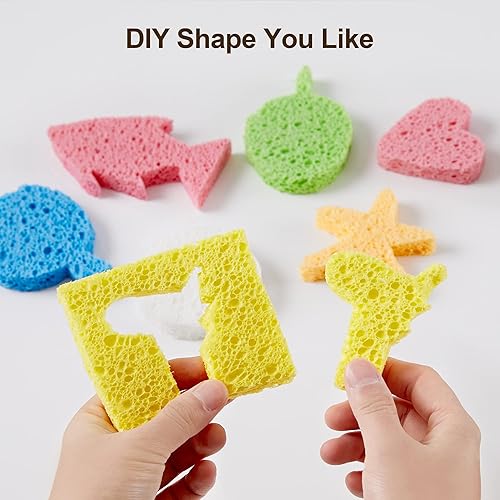 Miniatura 7 de JOYMOOP Esponjas de celulosa comprimida para cocina, lavado de platos antiarañazos, limpieza del hogar, exfoliante natural, paquete de 24 unidades