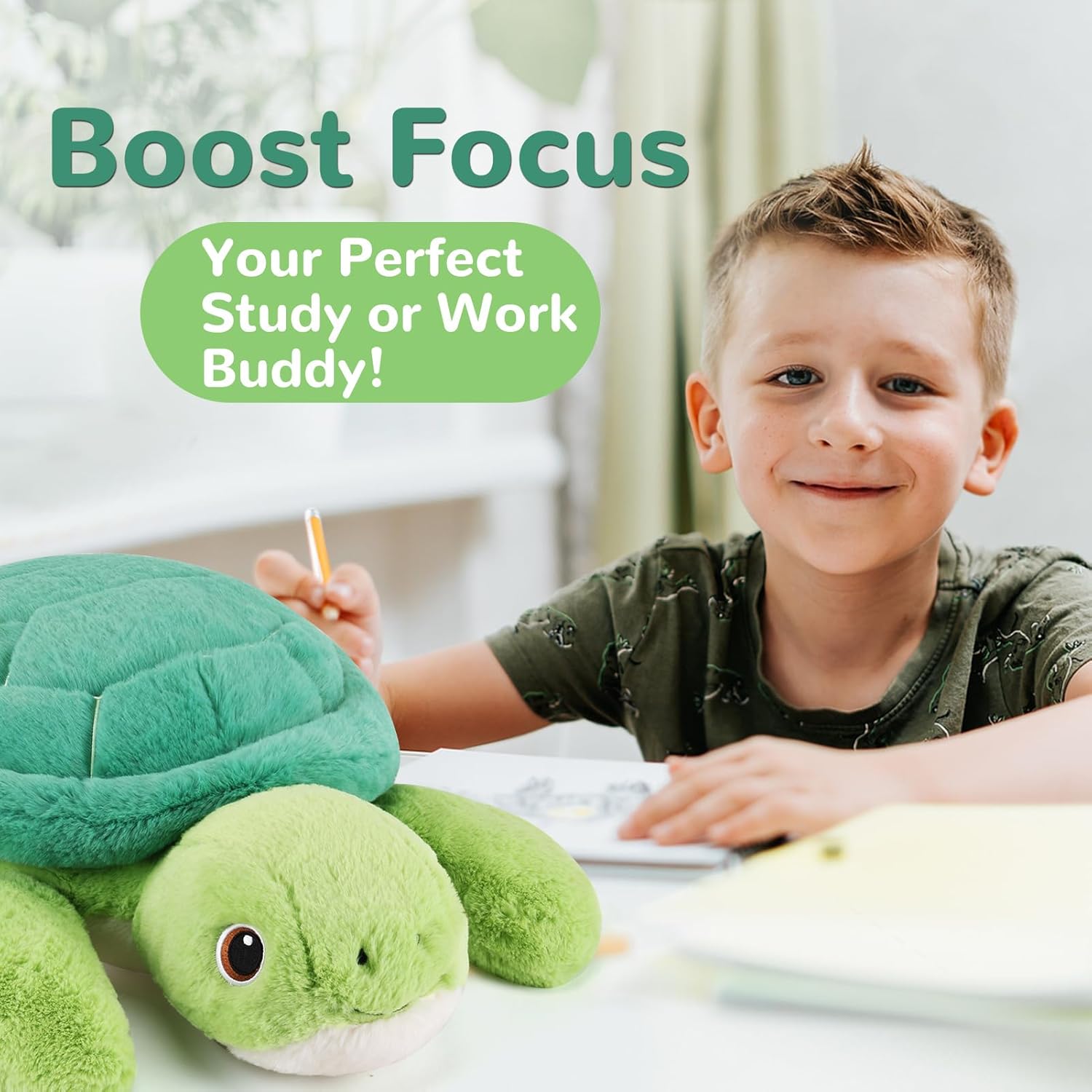 Turtle Weighted Stuffed Animals - 22 Inch 4.5 Pounds Weighted Plushies Sea Turtle Stuffed Animal - Big Tortoise Plush Pillow - Cute Plush Toys Gifts for Kids & Adults (22" 4.5 lbs) - Image 6