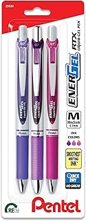 EnerGel RTX Retractable Liquid Gel Pen, Passion Hue, 0.7mm, Assorted Violet Ink Pack of 3 Pens (BL77PASBP3M)
