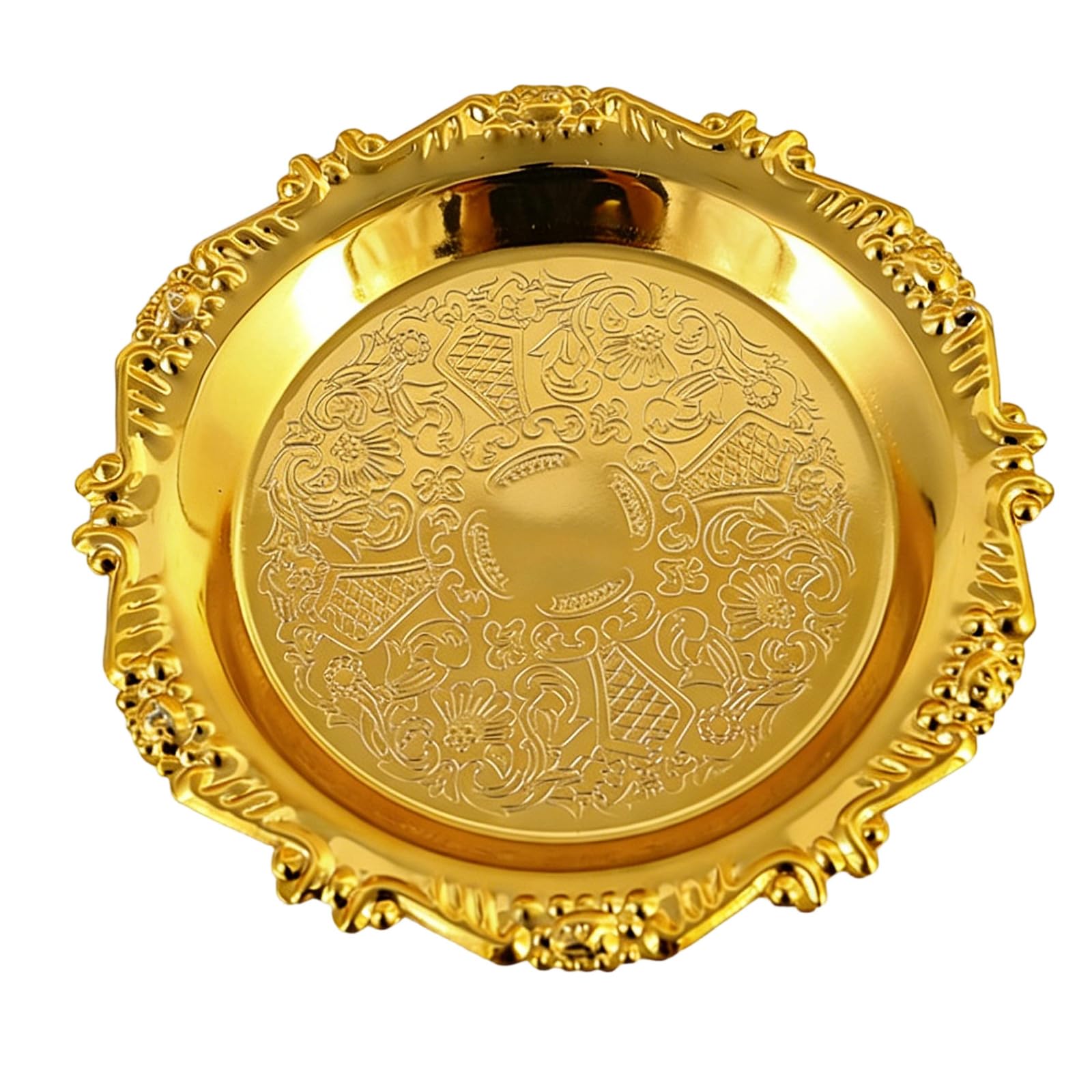 Sturdy Iron Embossed Serving Platters Ideal for Fruits Snacks and Cakes Feature Artistic Design and Nonslip Bottom Embossed Fruit Tray