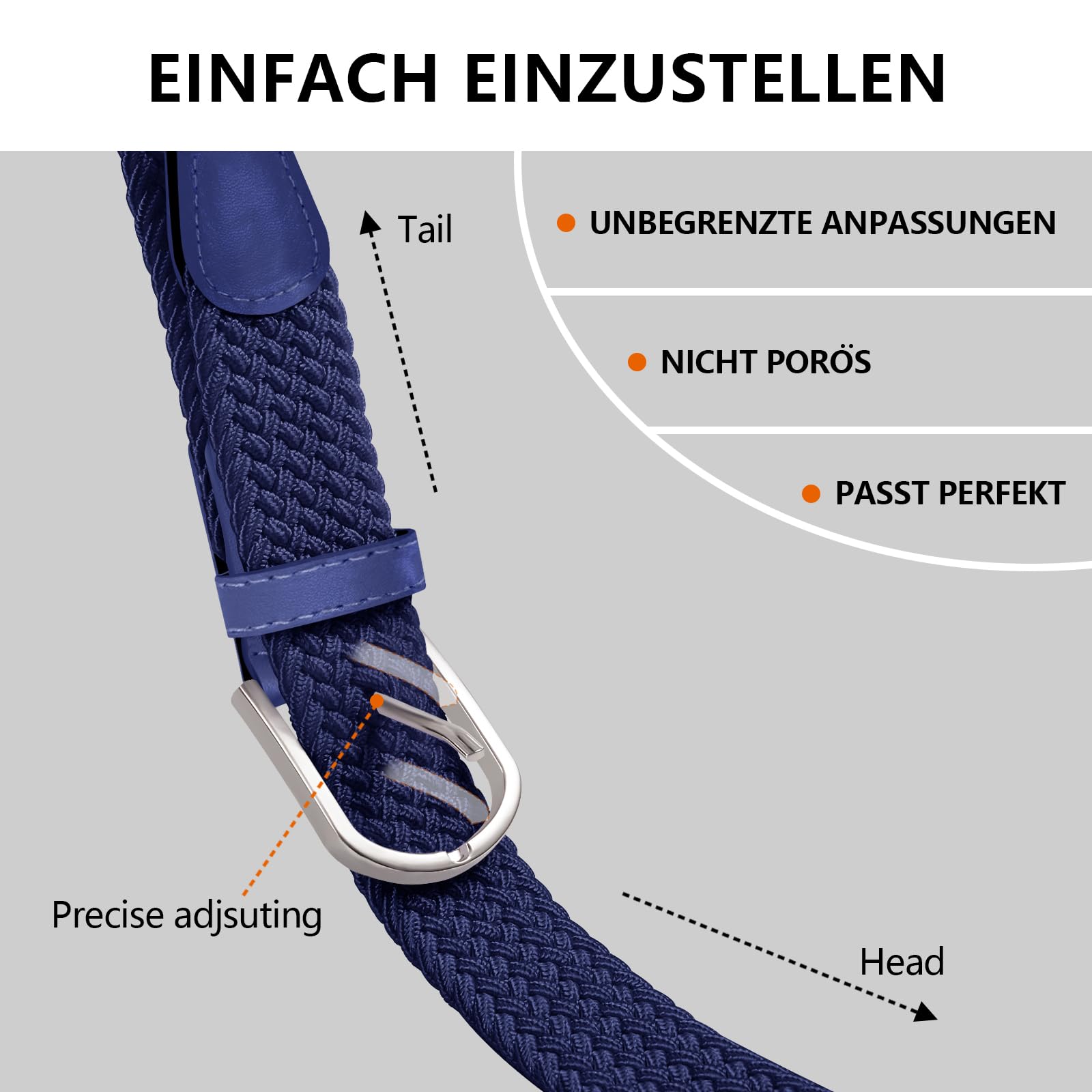 TANGCHAO Cintura Elastica Intrecciata per Uomo e Donna Cinturino Elastica Intrecciata con Fibbia in Lega di Zinco 33mm (1.25") Colori Multipli