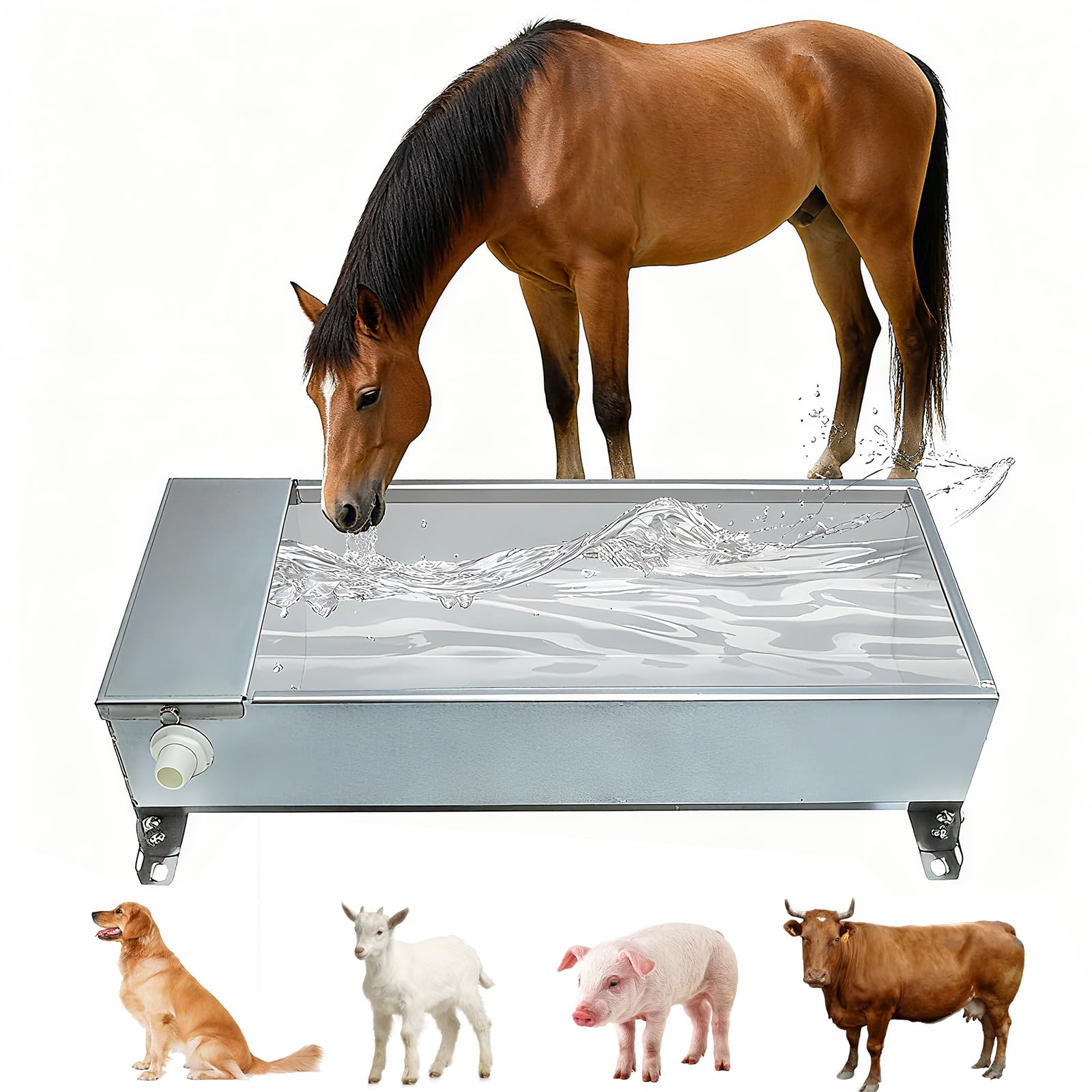 Bebederos Automáticos para Ganado,Bebedero para Ganado de Acero Inoxidable,con Válvula de Flotador Colgante, para Ganado Caballo Oveja Cabra Perros Cerdos,7,5 litros