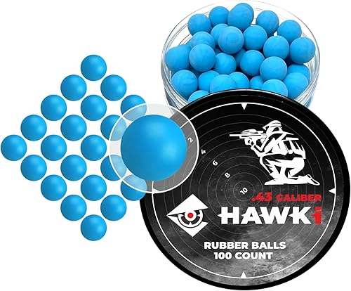 Miniatura 35 de Hawki - Pelotas de goma reutilizables de 0.50 o .43 cali, bolas de goma suave, menos letales para pistolas de paintball negro x 100