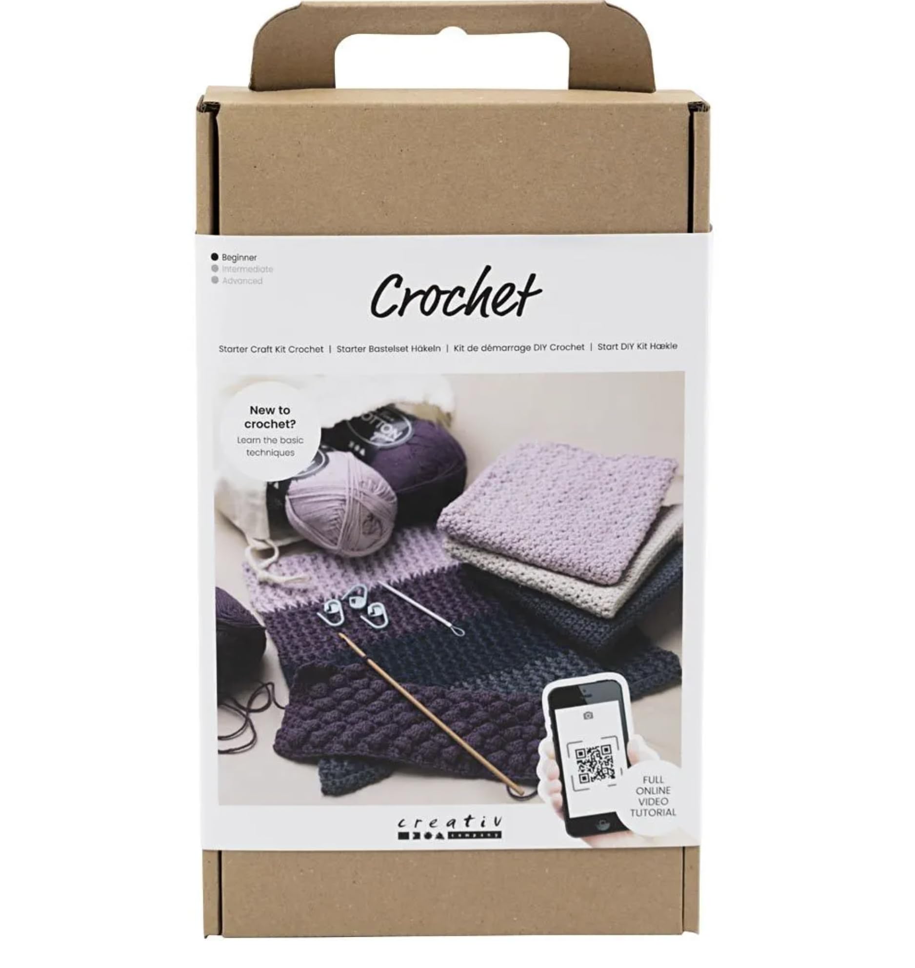 Creativ Company Crochet Starter Craft Set - Perfect Complete Set for Beginners to Learn Crochet