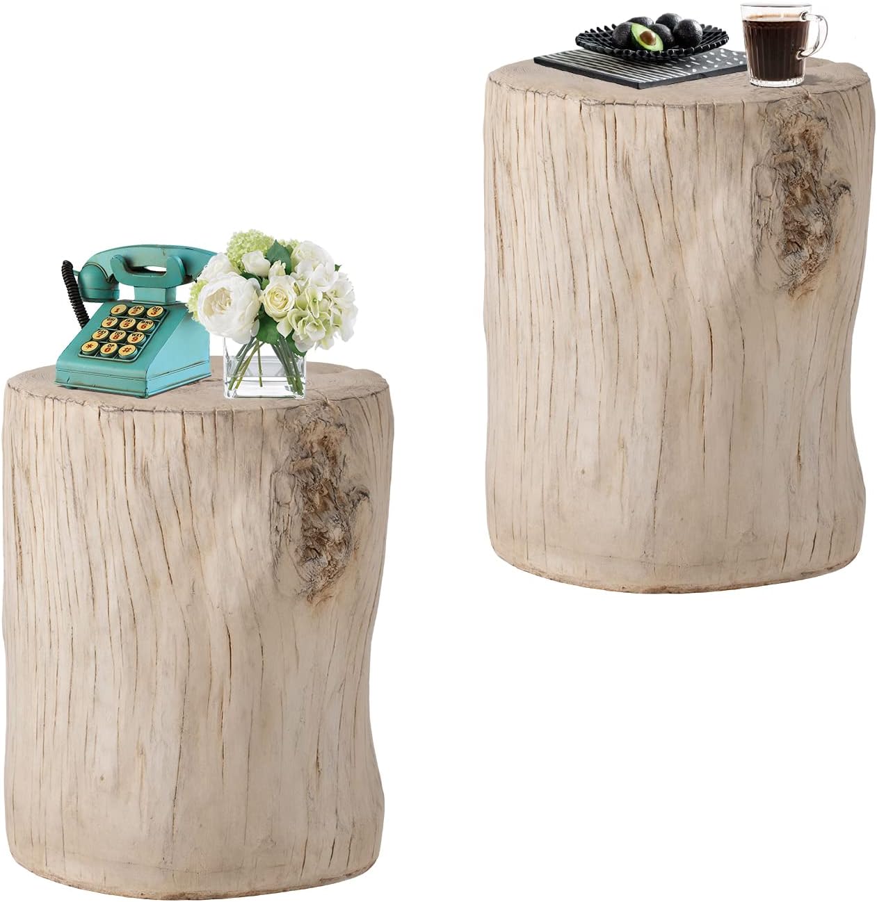 HOMPUS Concrete Outdoor Side TableSet of 2, 2 Piece Tree