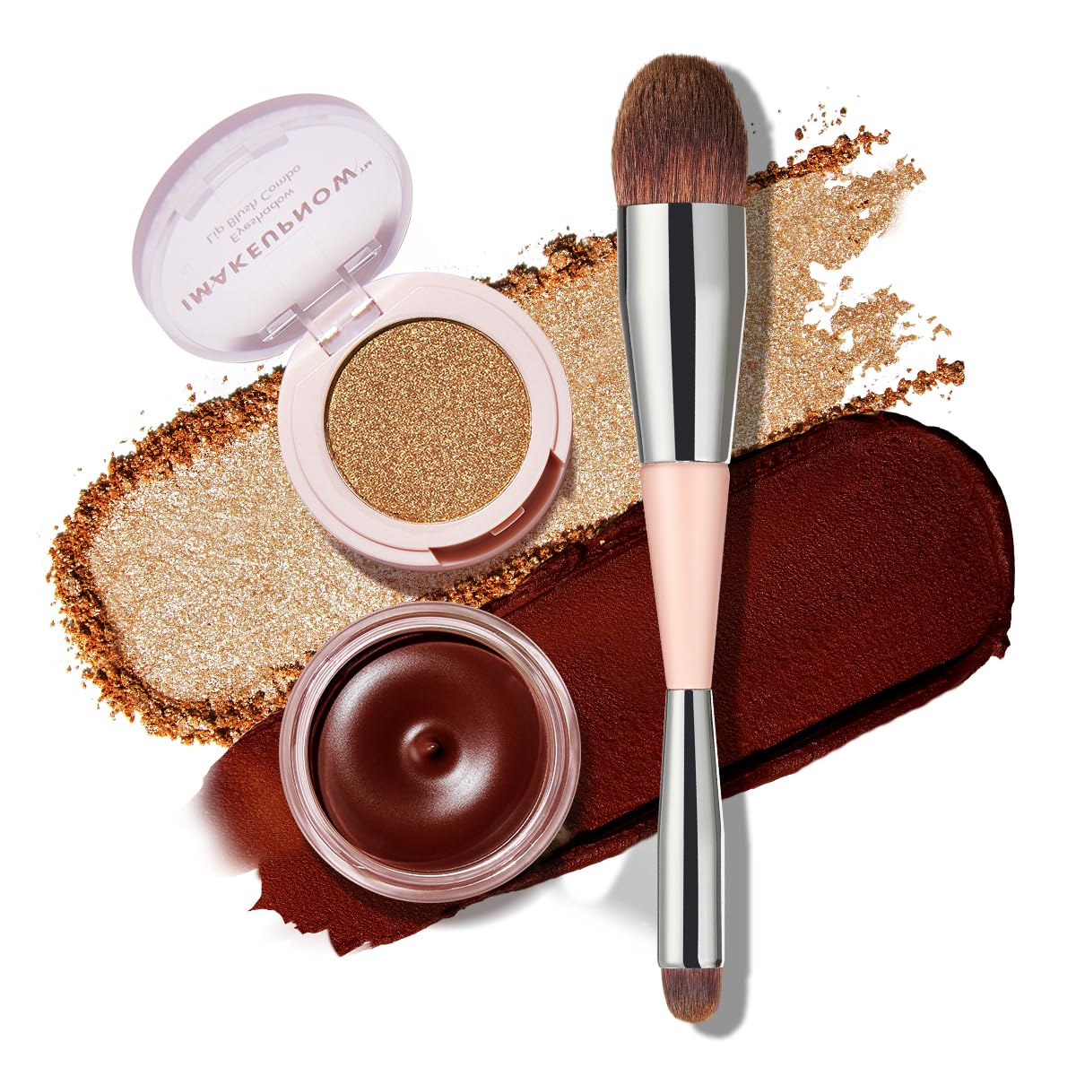 Cream Blush For Cheeks and Eye, Shimmer Eye Shadow Palette Pigmented Pink Blush Make Up Sets #003 Sweet Rum