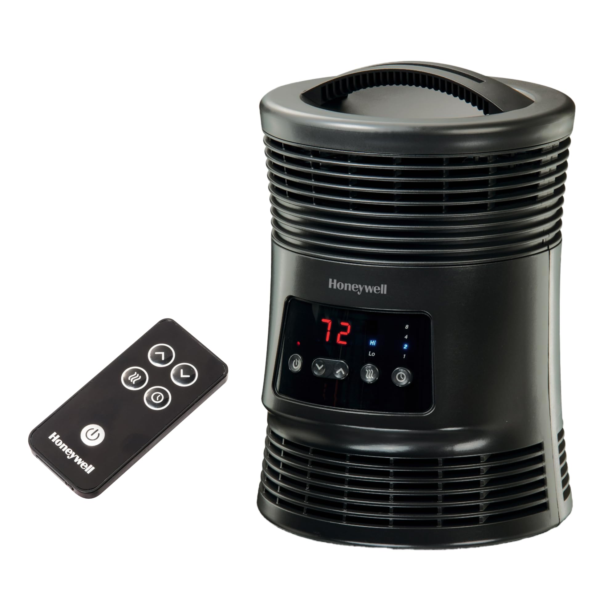 Honeywell HHF370B 360 Degree Surround Fan Forced Heater with Surround Heat Output Charcoal Grey Energy Efficient Portable Heater with Adjustable Thermostat & 2 Heat Settings , Black