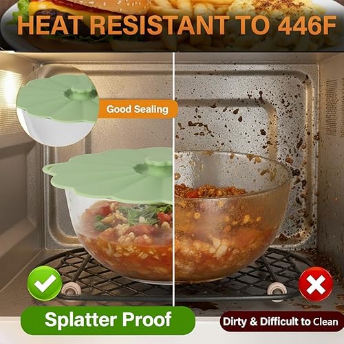 Miniatura 6 de Tapas de silicona para almacenamiento de alimentos, juego de 5 fundas reutilizables con 5 ganchos para cuencos, platos, platos, ollas y sartenes,