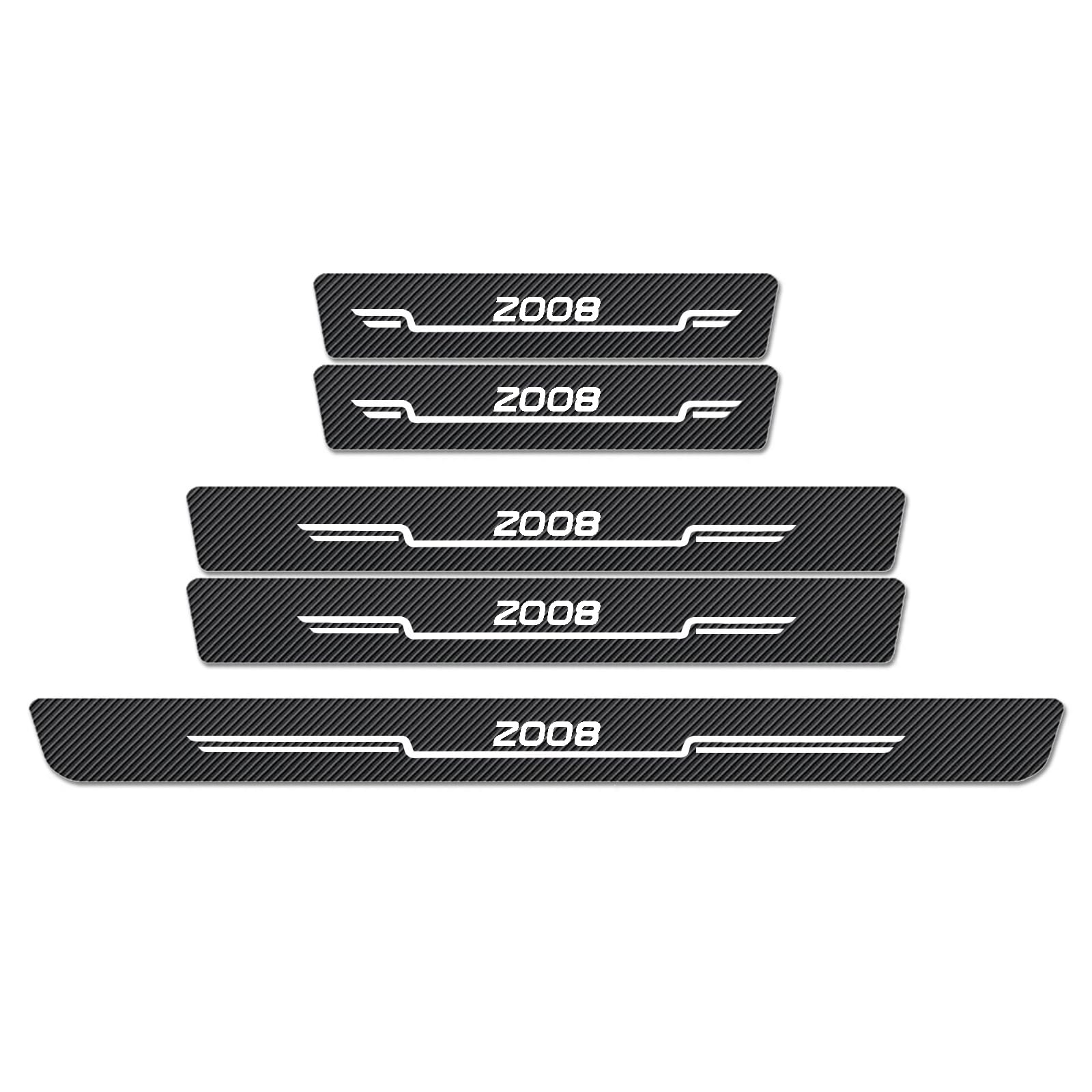 Wxh97f Normal Car Door Sill Protector Scuff Plates For Peugeot 2008, Carbon Fibre Effect Door Step Guard, Rear Boot Bumper Strip, Self-Adhesive Anti-Scratch Protection Sticker