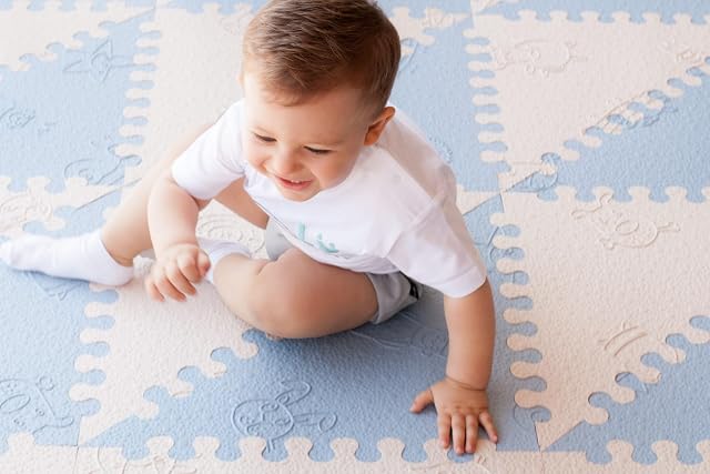 Foto 7 de 8 de LuBabymats - Alfombra puzzle infantil para bebés de Foam (EVA), suelo extra acolchado para niños, color azul…