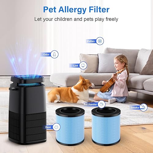 Miniatura 4 de Filtro de repuesto oficial MJ002H para POMORON MJ002HMGK21J02 Air Puri-Fier, 4 en 1 H13 True HEPA Filtro, en comparación con la parte #MJ002H-RF,