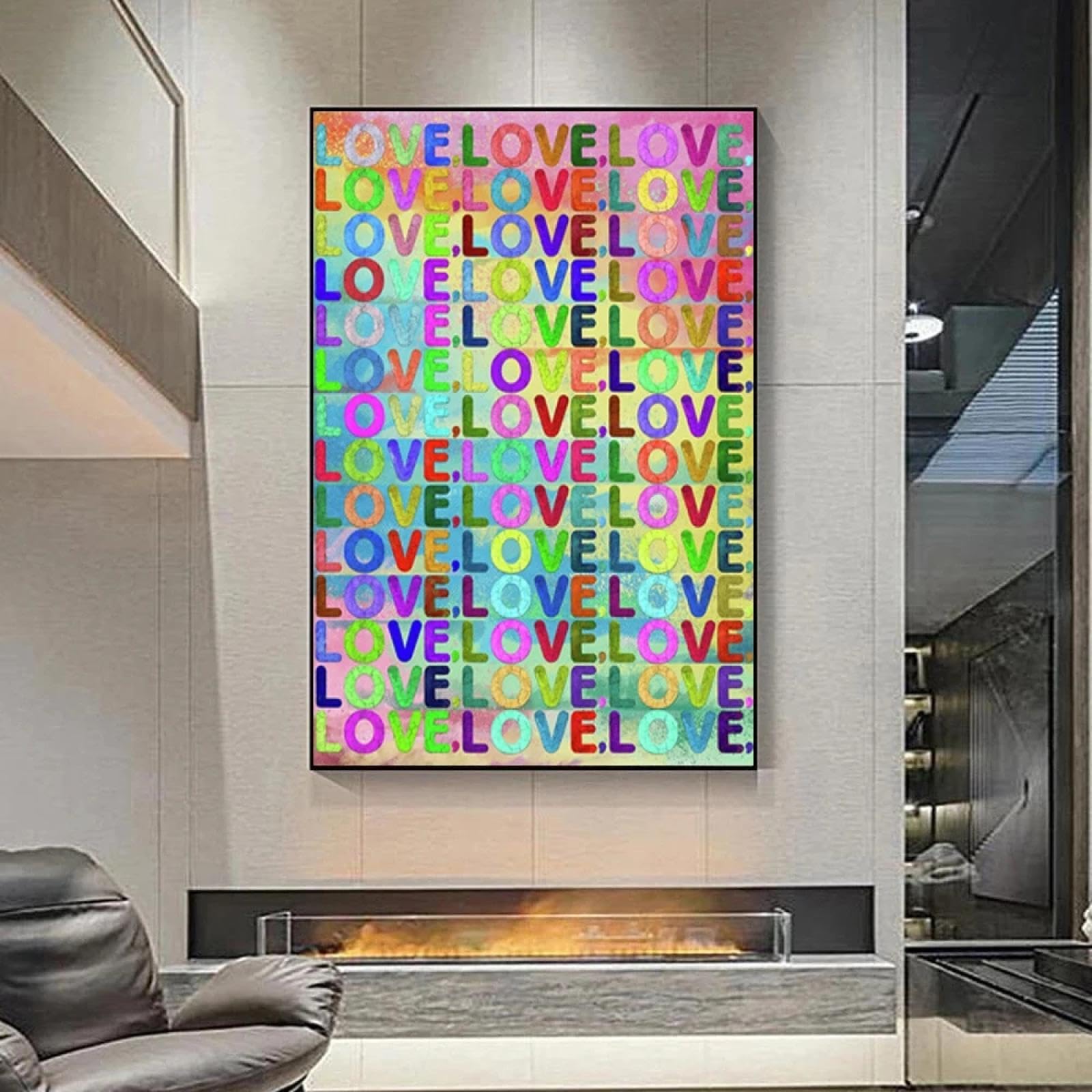 Toile graffiti art lettre amour 35x50 cm décoration murale salon - 8