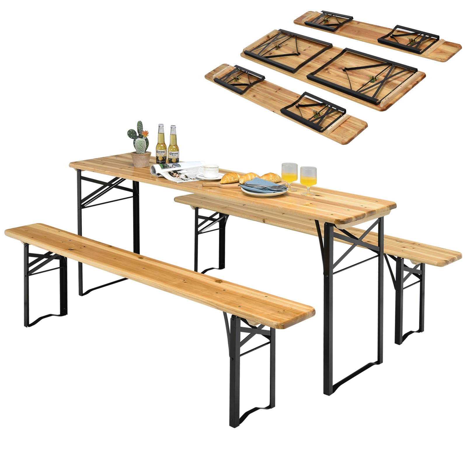 aufbewahrung biertischgarnitur COSTWAY Bierzeltgarnitur klappbar, 3-teilige Holz, 2X Bierbänke 1X Biertisch, Bierbankgarnitur, Festzeltgarnitur, Stil:Wattepads Category:Fahrräder 20 Zoll bis 24 Zoll_Shimano Altus brief organizer - Temu