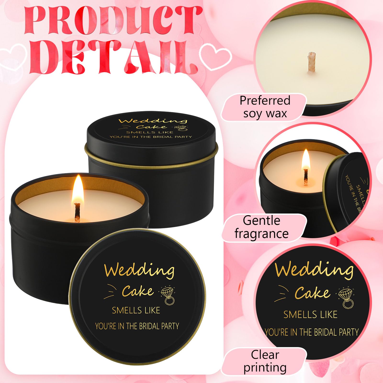 Conelist 8 Pcs Bridesmaid Proposal Gifts Smells Like You're in the Bridal Party Candles Bridesmaid Gifts Natural Soy Wax Candles for Best Friends(Black,Retro)