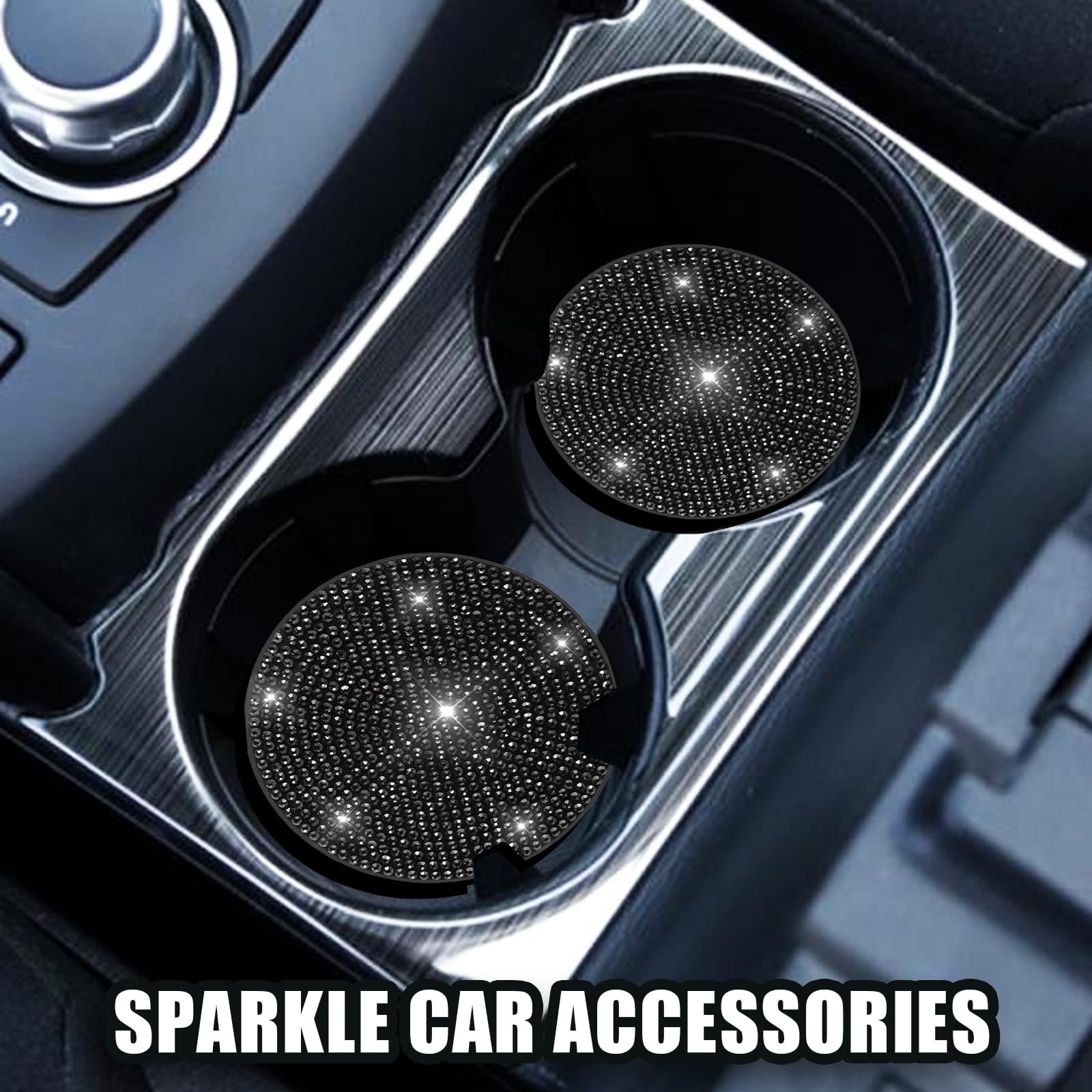 Zorfeter 4 Sottobicchieri Per Auto Blu Royal Con Strass, Diametro 7 Cm, In Silicone, Decorazioni Auto Per Donna